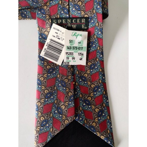 Spencer Lowe Silk Geometric Necktie Vintage in Box USA Business Preppy NEW - Picture 4 of 5